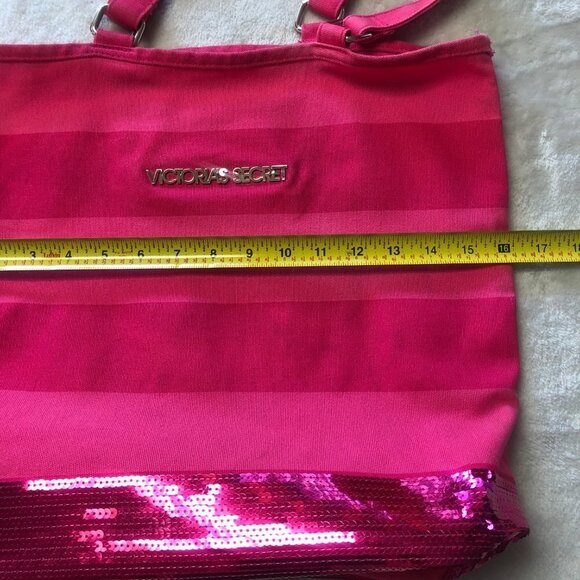 Victoria's Secret Pink Striped Canvas Tote With Sequins - Picture 5 of 7